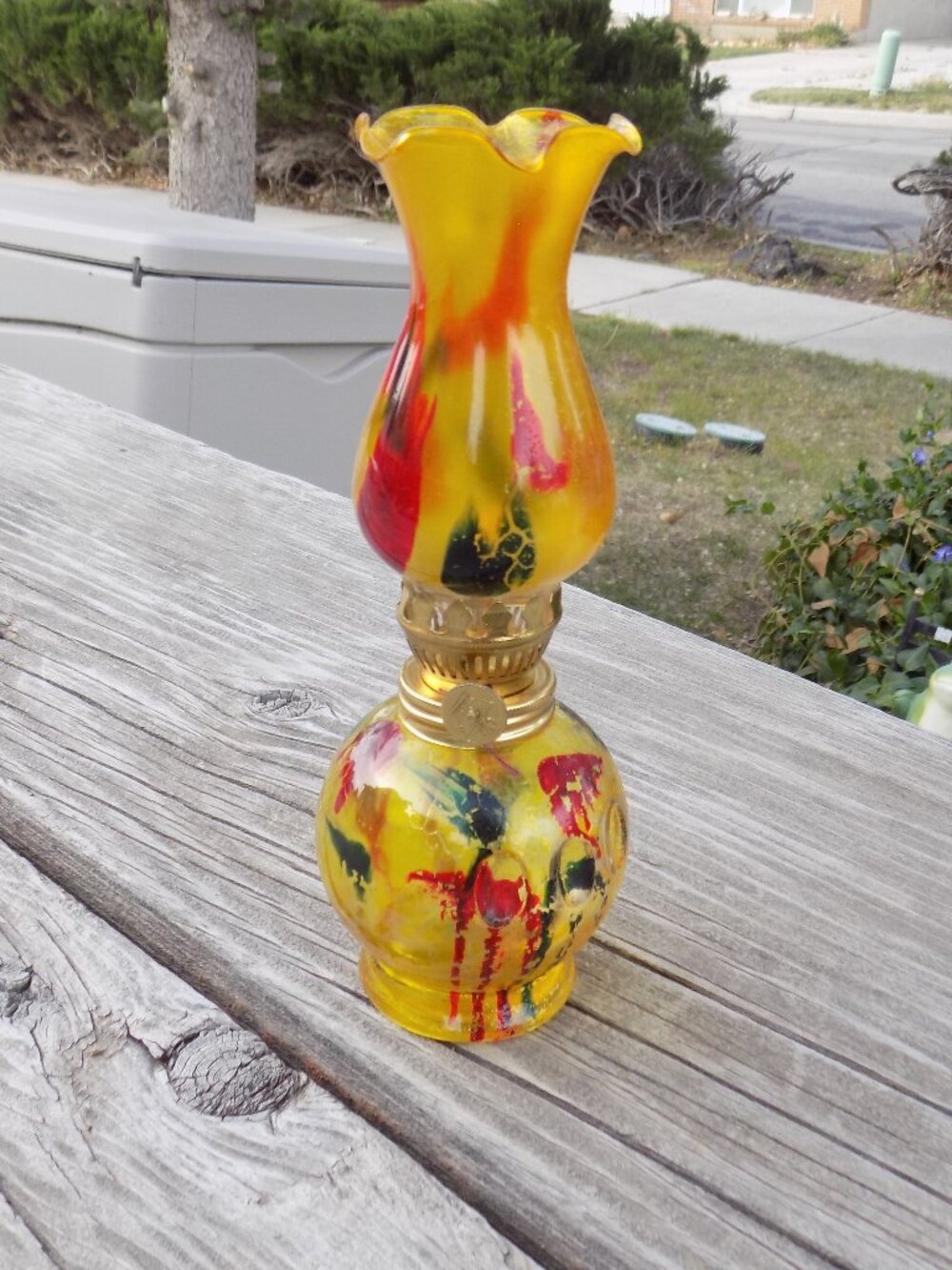 OIL LAMP Kerosene Lamp Small Stained Glass, Farmhouse Decor,